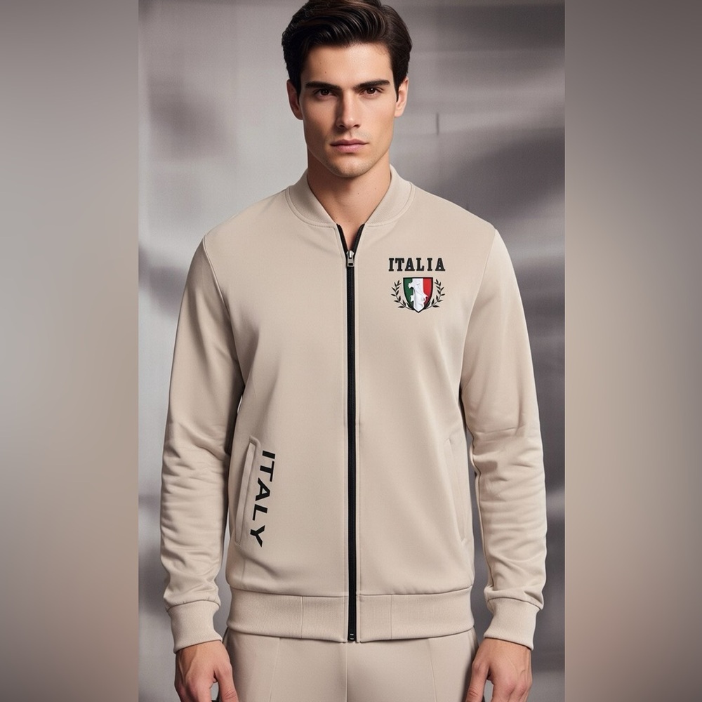 Beige Italia Zip-Up Jacket XL